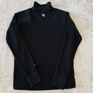 Mountain Hardwear Mens Black Ribbed Mock Neck Thumb Hole Pullover Top